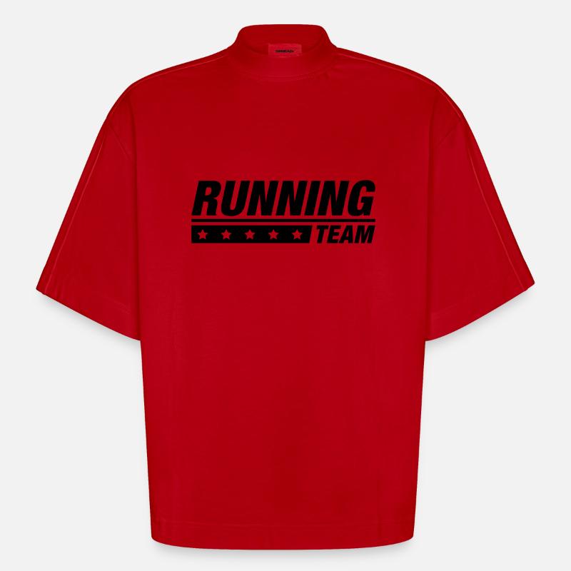 running_team_qa1 - T-shirt bio épais oversize Boxy fabriqué en UE - rouge