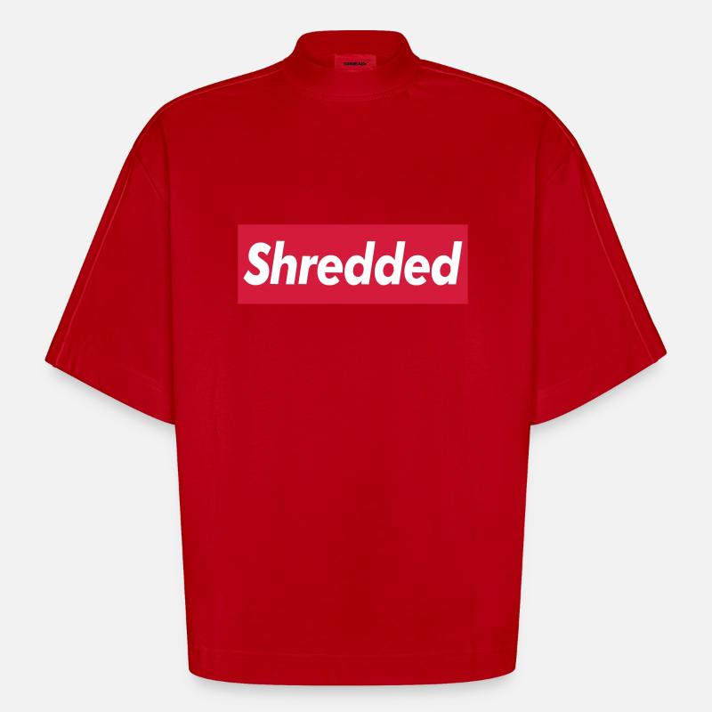 Shredded - Heavyweight Oversized Organic Boxy T-Shirt Made in EU - Rot