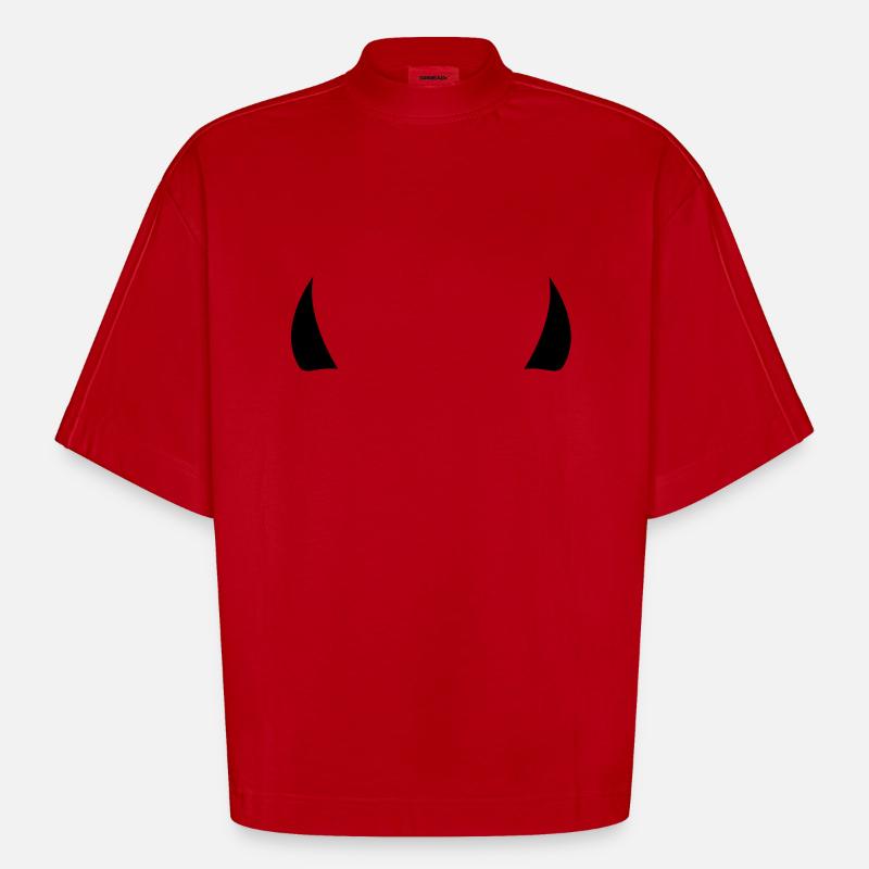 devil horns - Heavyweight Oversized Organic Boxy T-Shirt Made in EU - red