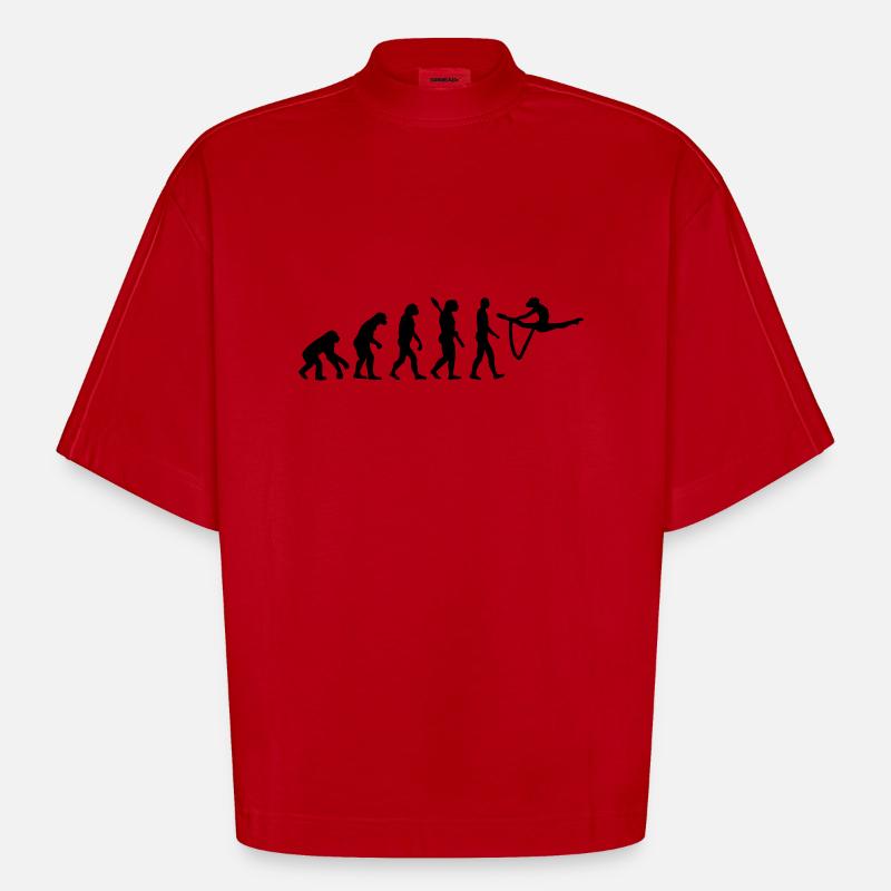 Evolution Gymnastique - T-shirt bio épais oversize Boxy fabriqué en UE - rouge