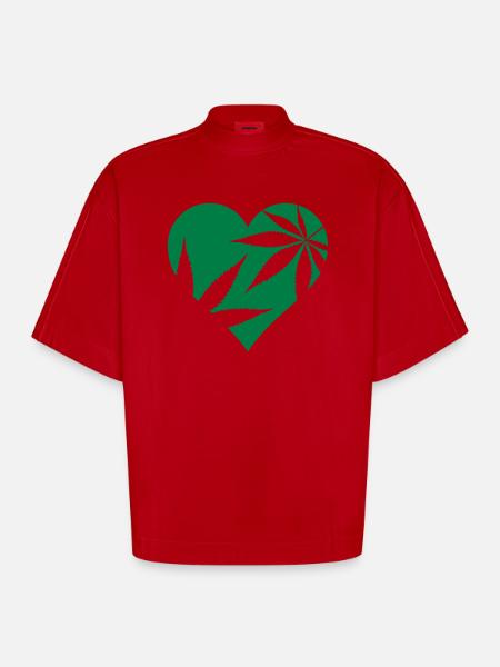 cannabis love - Heavyweight Oversized Organic Boxy T-Shirt Made in EU - red