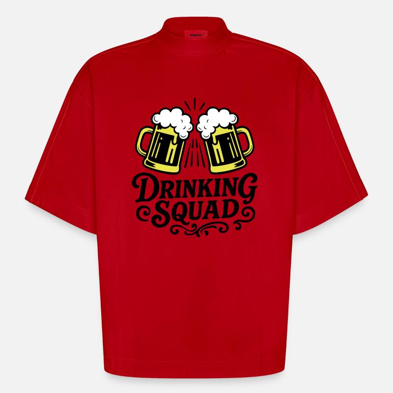Drinking Squad Bier - Heavyweight Oversized Organic Boxy T-Shirt Made in EU - Rot