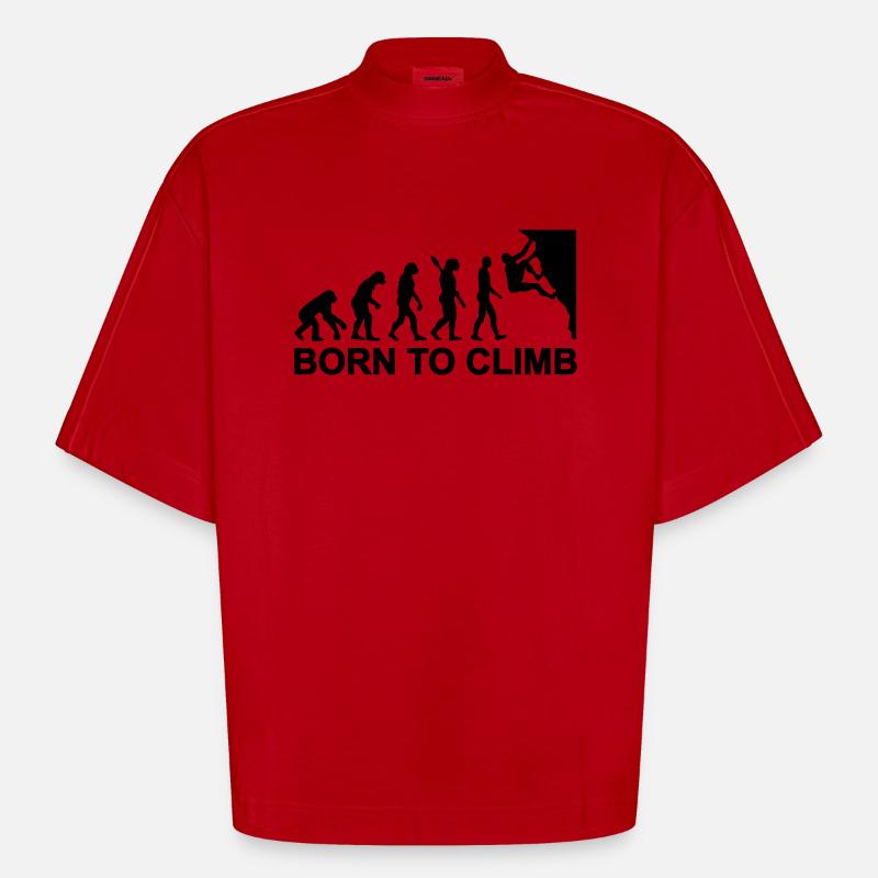 Evolution Klettern - Heavyweight Oversized Organic Boxy T-Shirt Made in EU - Rot
