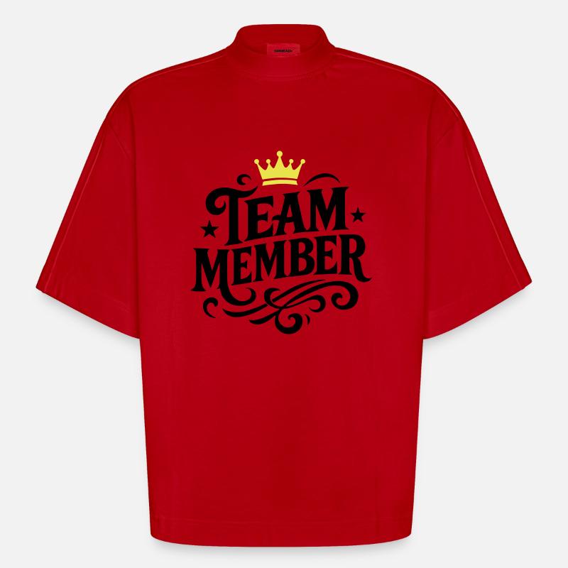 Groupe de membres de l’équipe - T-shirt bio épais oversize Boxy fabriqué en UE - rouge