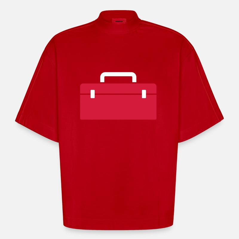 Werkzeugkiste oder Angelkoffer - Geschenk - Heavyweight Oversized Organic Boxy T-Shirt Made in EU - Rot