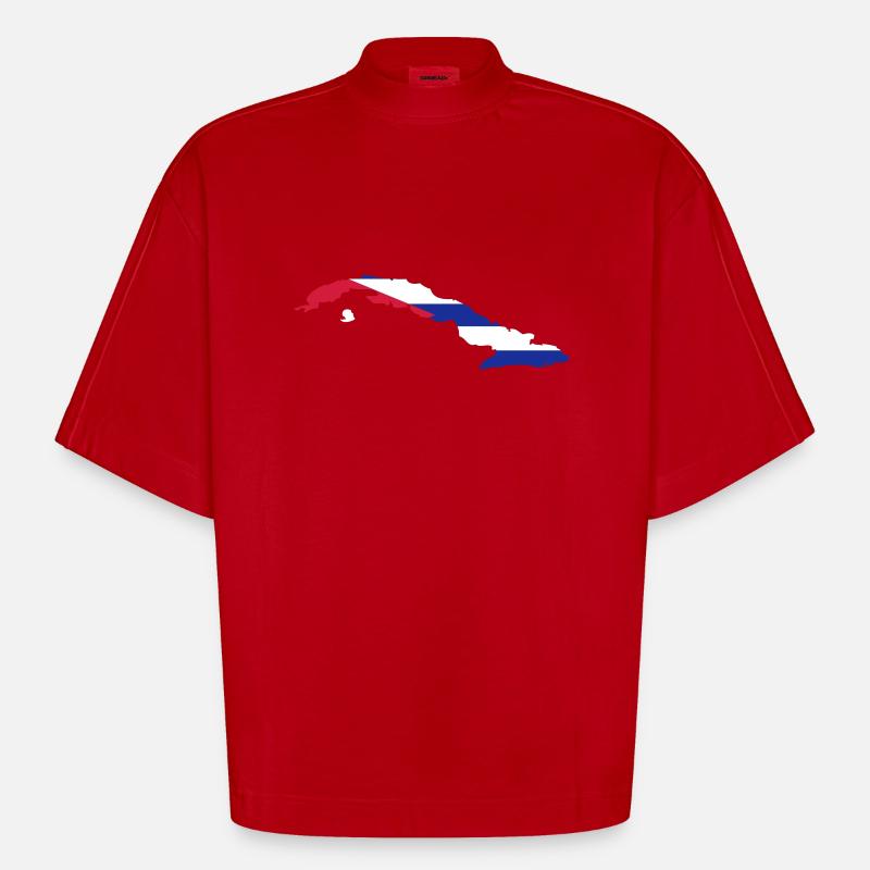Cuba Shape Flag - Heavyweight Oversized Organic Boxy T-Shirt Made in EU - Rot