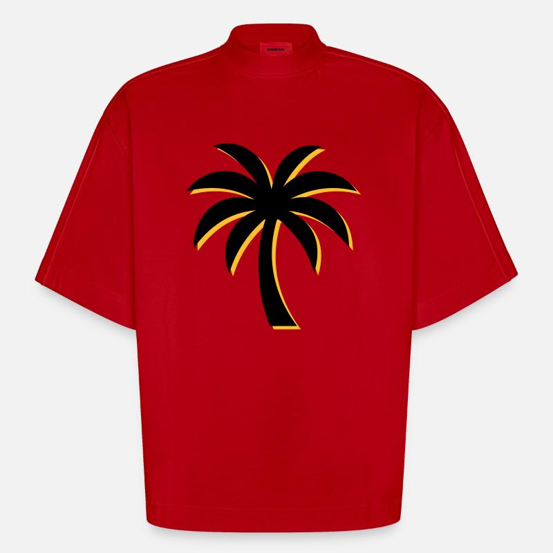 Palm Tree Icon - Heavyweight Oversized Organic Boxy T-Shirt Made in EU - red