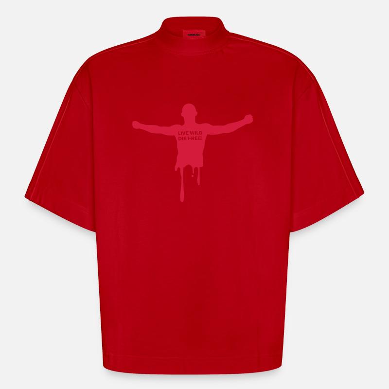 livewilddiefree - Heavyweight Oversized Organic Boxy T-Shirt Made in EU - red