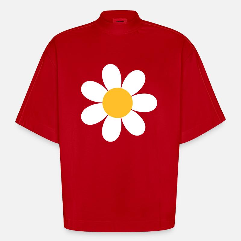 Gänseblümchen Blume - Heavyweight Oversized Organic Boxy T-Shirt Made in EU - Rot