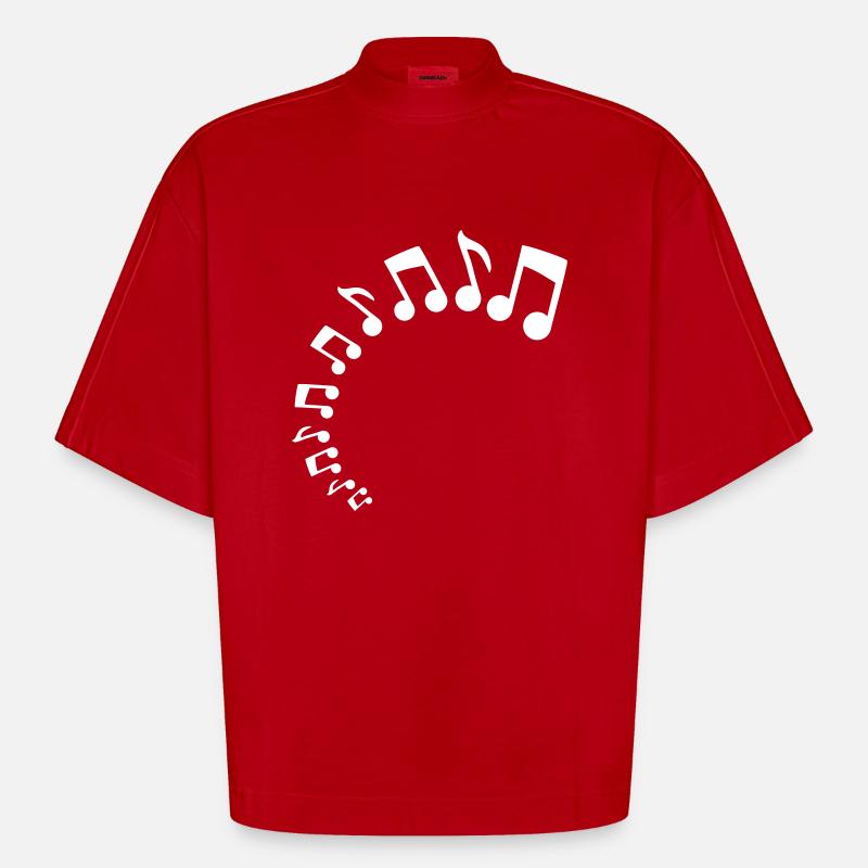 Mange musiknoder Ikoner Melodi Musikalske Noter Lyd - Heavyweight oversized organic boxy T-shirt made in EU - rød