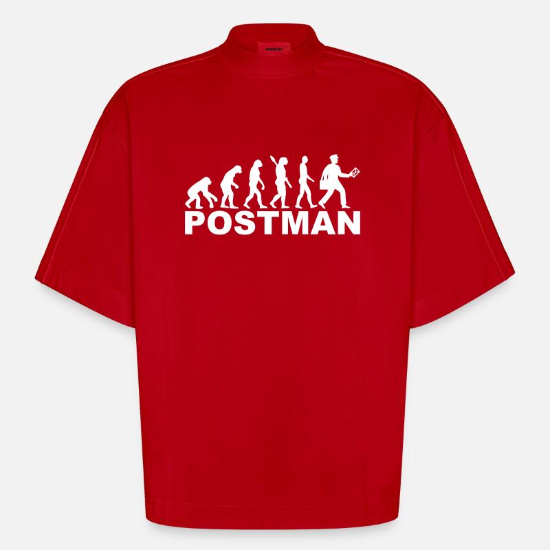 Evolution postman - Heavyweight Oversized Organic Boxy T-Shirt Made in EU - red