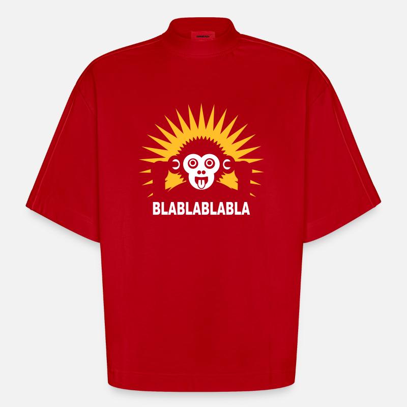Blablablabla - Monkey babille avec un doigt dans - T-shirt bio épais oversize Boxy fabriqué en UE - rouge