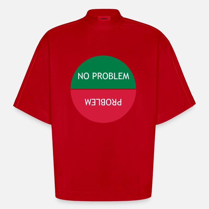 No problem vs Problem - Heavyweight Oversized Organic Boxy T-Shirt Made in EU - red