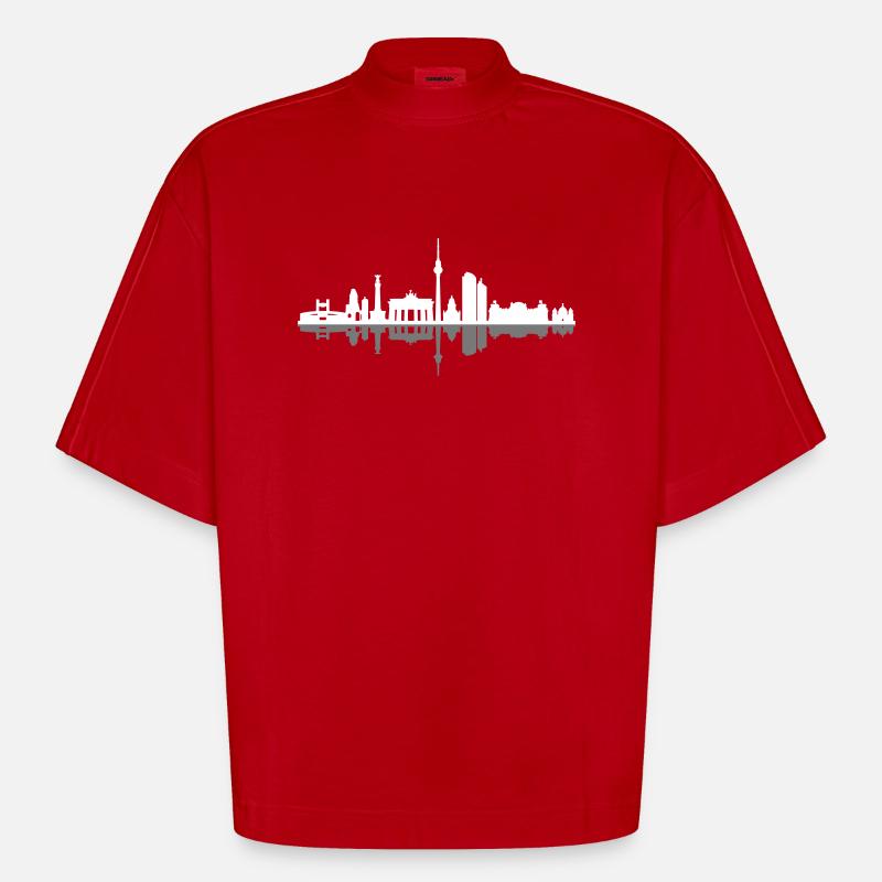 Skyline - Berlin - Heavyweight Oversized Organic Boxy T-Shirt Made in EU - Rot
