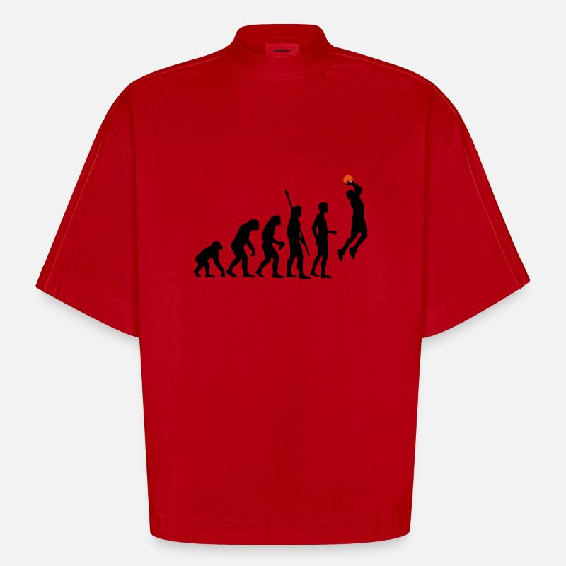 evolution_basketball_b_2c - T-shirt bio épais oversize Boxy fabriqué en UE - rouge