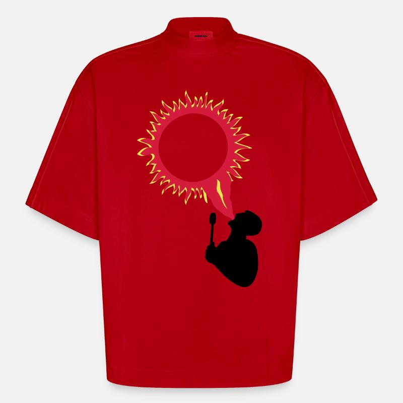 cracheur de feu - T-shirt bio épais oversize Boxy fabriqué en UE - rouge
