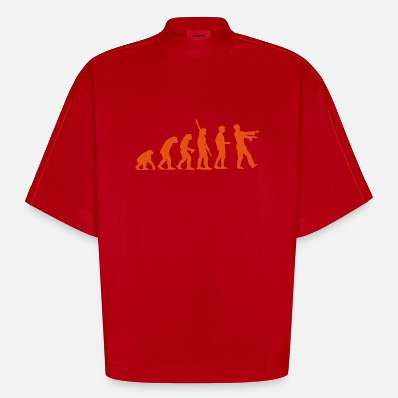 Zombie Evolution (einfarbig) - Heavyweight Oversized Organic Boxy T-Shirt Made in EU - Rot