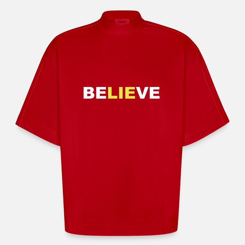 croire - T-shirt bio épais oversize Boxy fabriqué en UE - rouge