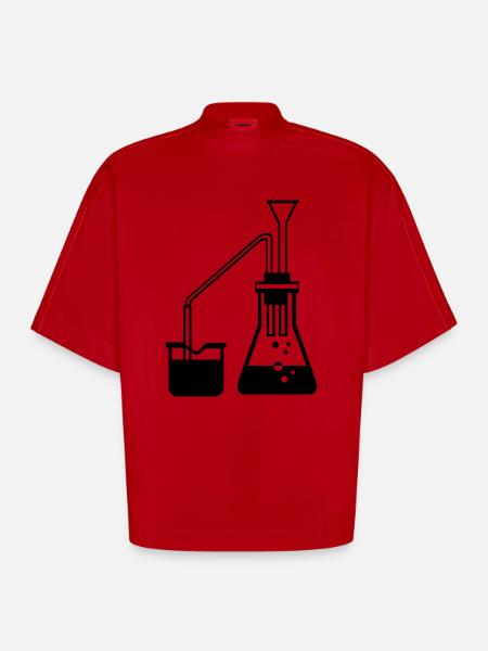 Chemie Experiment Geschenkidee Substanz mischen - Heavyweight Oversized Organic Boxy T-Shirt Made in EU - red