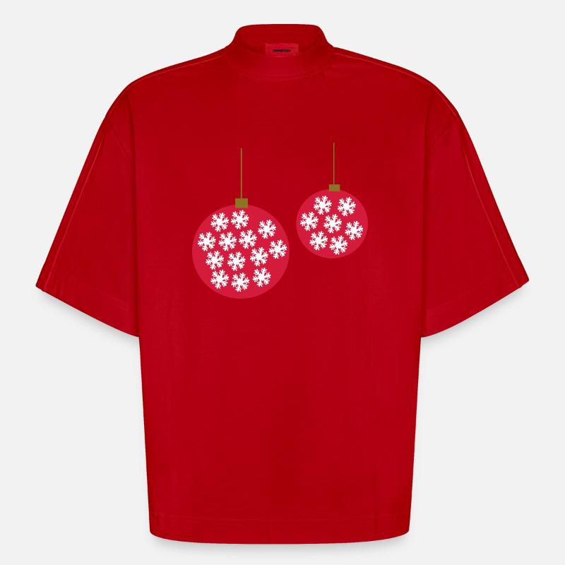 Weihnachtskugel - T-shirt bio épais oversize Boxy fabriqué en UE - rouge
