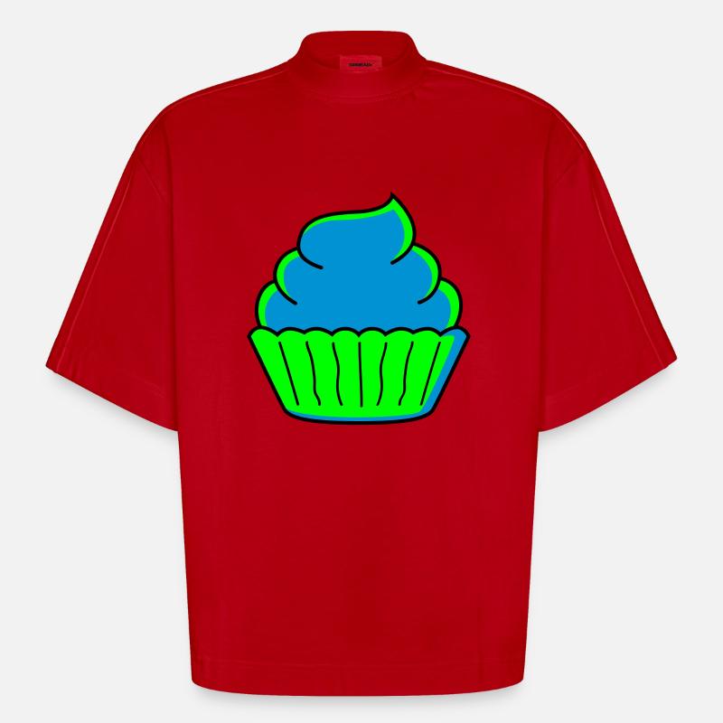 cupcake - Heavyweight Oversized Organic Boxy T-Shirt Made in EU - red