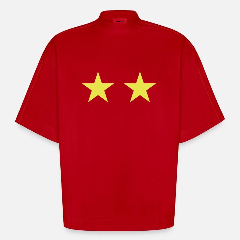 2 Sterne - Heavyweight Oversized Organic Boxy T-Shirt Made in EU - Rot