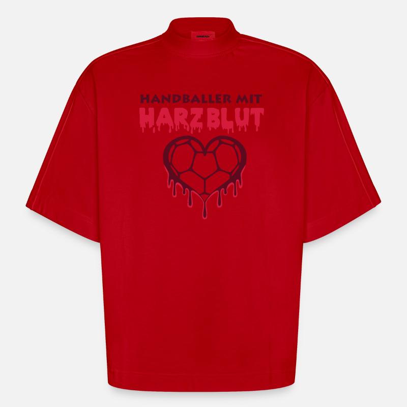 Handball Harzblut 2 - Heavyweight Oversized Organic Boxy T-Shirt Made in EU - Rot