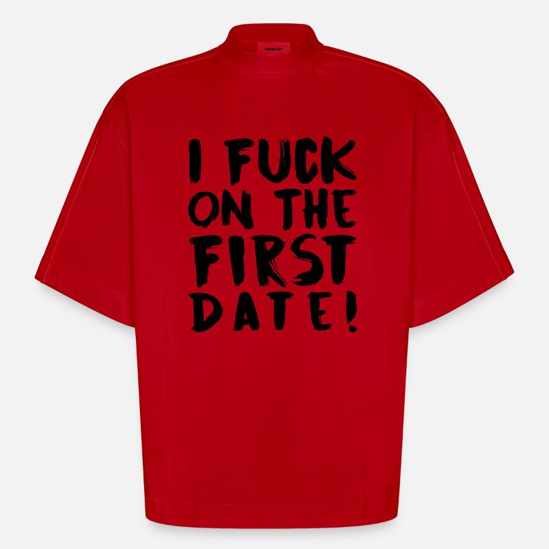 date de première - T-shirt bio épais oversize Boxy fabriqué en UE - rouge