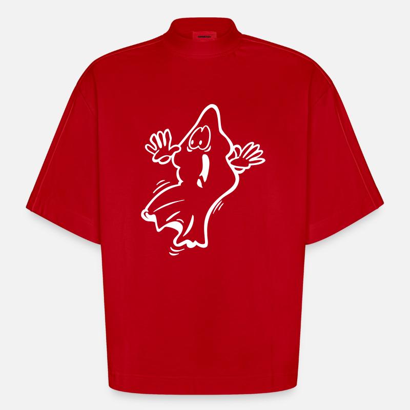 Ghost Geist gespenst - Heavyweight Oversized Organic Boxy T-Shirt Made in EU - Rot