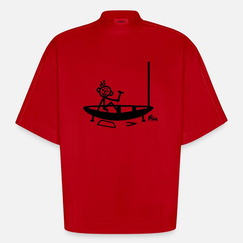 Boot bauen - Strichmännchen - Heavyweight Oversized Organic Boxy T-Shirt Made in EU - Rot