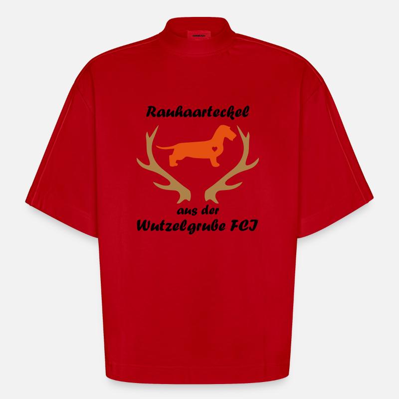 Wutzelgrube Logo Geweih - Heavyweight Oversized Organic Boxy T-Shirt Made in EU - Rot