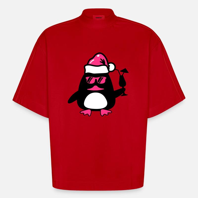 Noël du canard de plage - T-shirt bio épais oversize Boxy fabriqué en UE - rouge