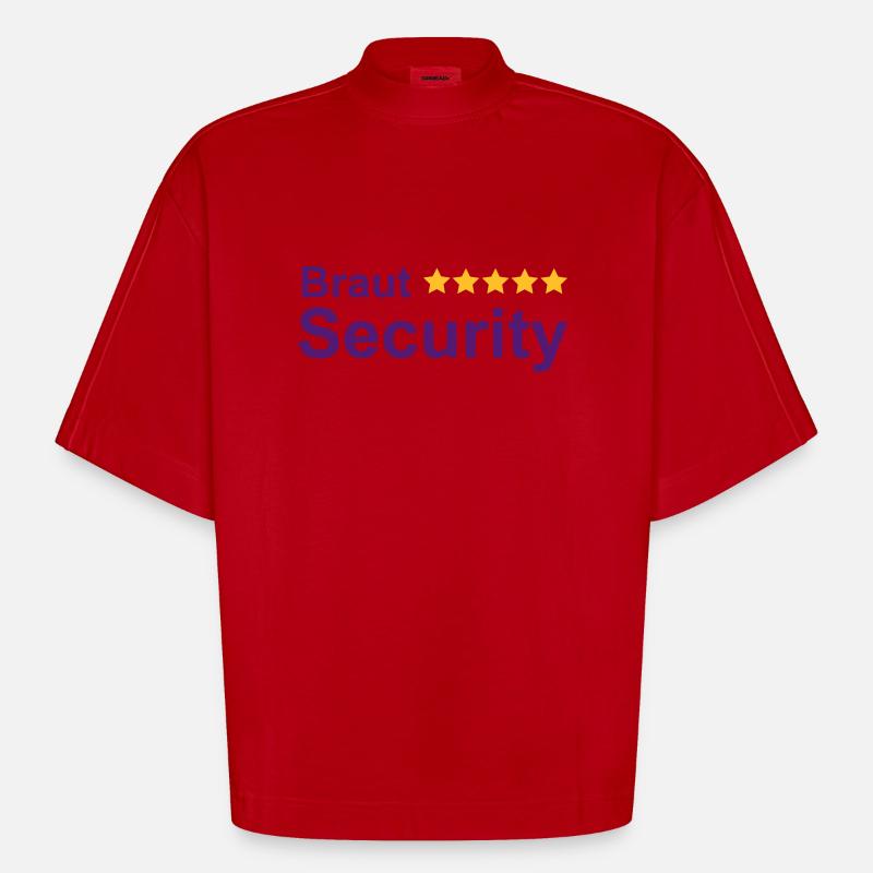 Braut Security Junggesellin Abschied - Heavyweight Oversized Organic Boxy T-Shirt Made in EU - Rot