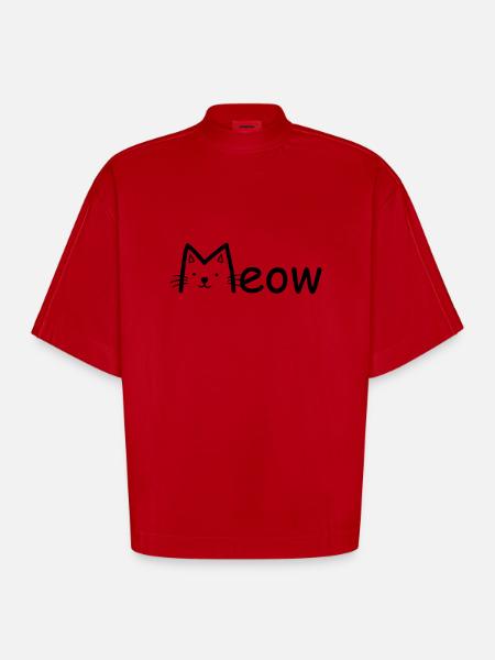 Cat - Heavyweight Oversized Organic Boxy T-Shirt Made in EU - Rot