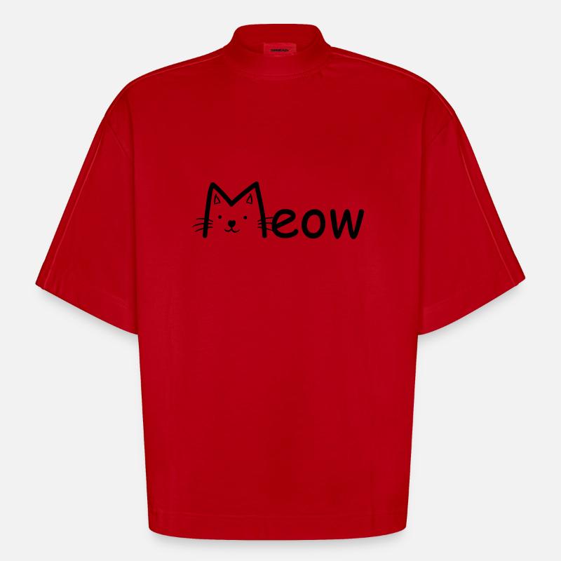 Cat - Heavyweight Oversized Organic Boxy T-Shirt Made in EU - Rot