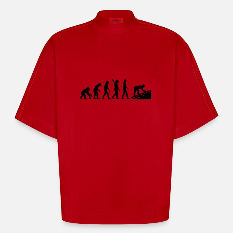 Évolution Couvreur - T-shirt bio épais oversize Boxy fabriqué en UE - rouge