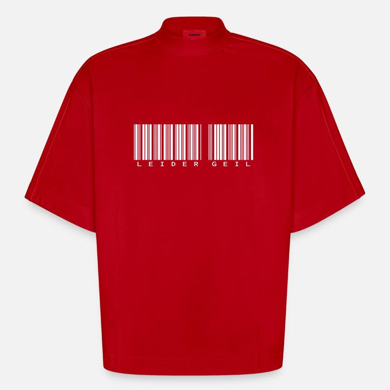 Leider Geil Barcode - Heavyweight Oversized Organic Boxy T-Shirt Made in EU - Rot