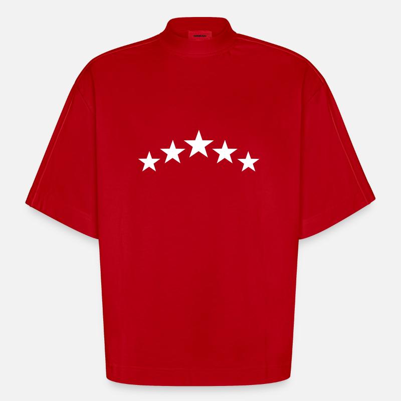 Etoiles - T-shirt bio épais oversize Boxy fabriqué en UE - rouge
