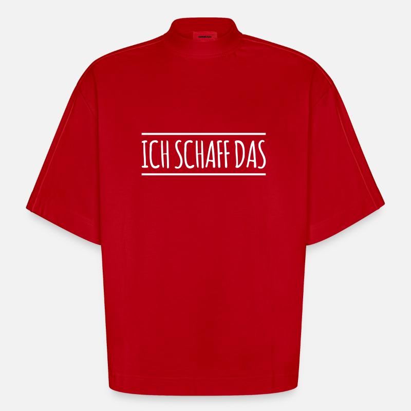 Ich schaff das - Linie - Heavyweight Oversized Organic Boxy T-Shirt Made in EU - Rot