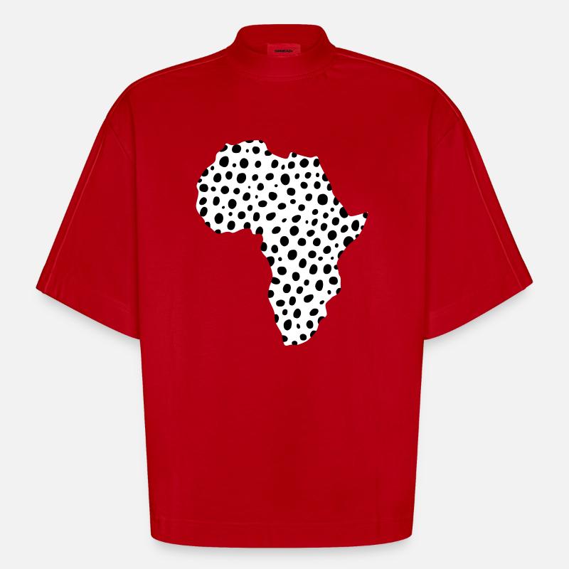 AFRIQUE - modèle guépard continent - T-shirt bio épais oversize Boxy fabriqué en UE - rouge