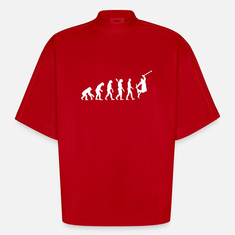 Evolution Ski - Heavyweight Oversized Organic Boxy T-Shirt Made in EU - red