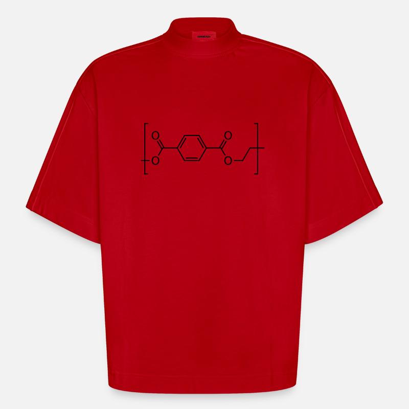 Molécule de polyéthylène téréphtalate (PET). - T-shirt bio épais oversize Boxy fabriqué en UE - rouge