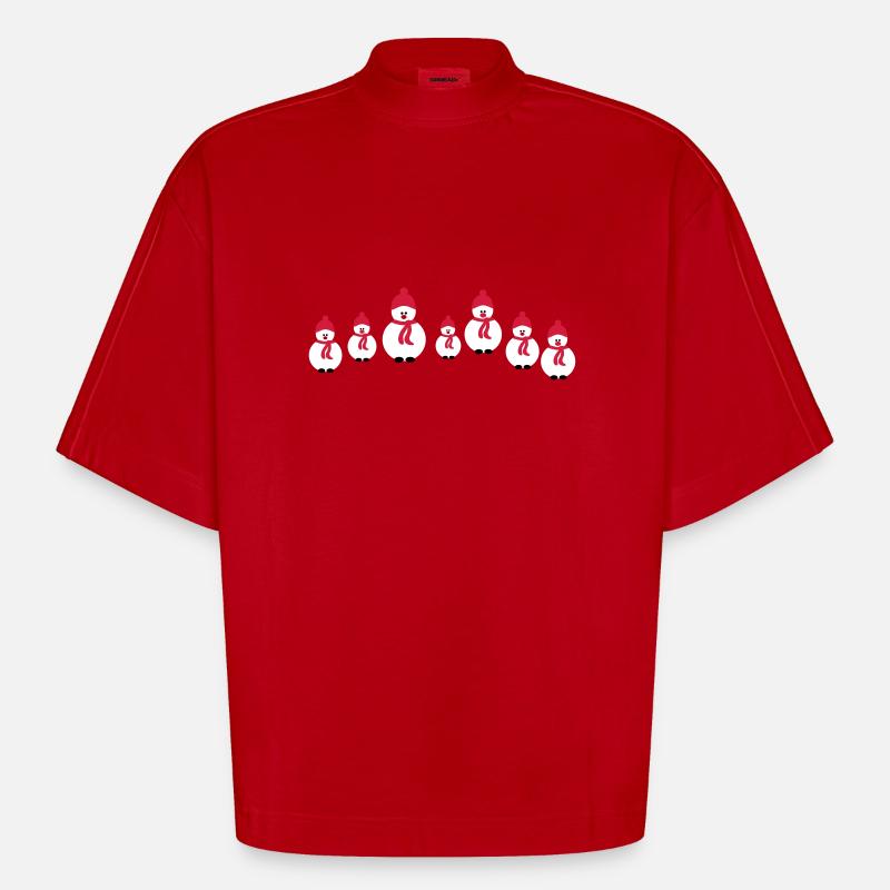Weihnachten Schneemann-Crew - Heavyweight Oversized Organic Boxy T-Shirt Made in EU - Rot