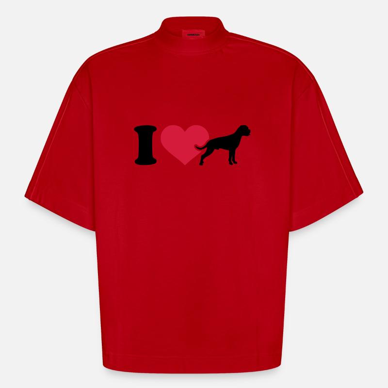 I love Boxer - T-shirt bio épais oversize Boxy fabriqué en UE - rouge