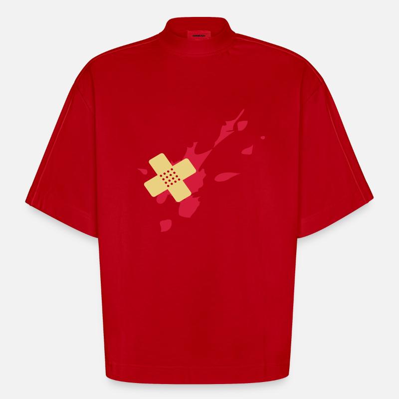 Pflaster Blutspritzer 2c - T-shirt bio épais oversize Boxy fabriqué en UE - rouge