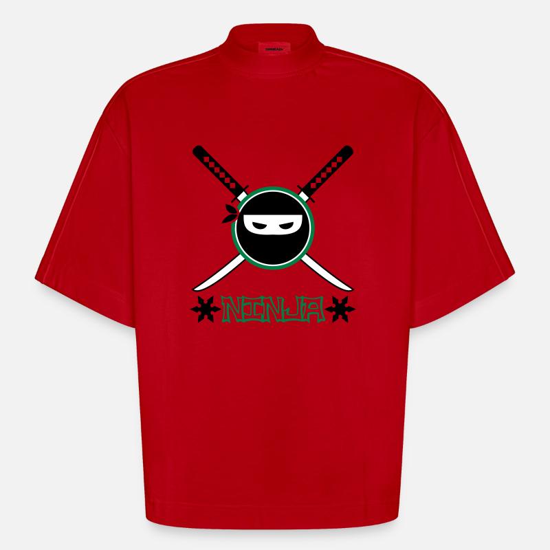 Ninja - Heavyweight Oversized Organic Boxy T-Shirt Made in EU - Rot