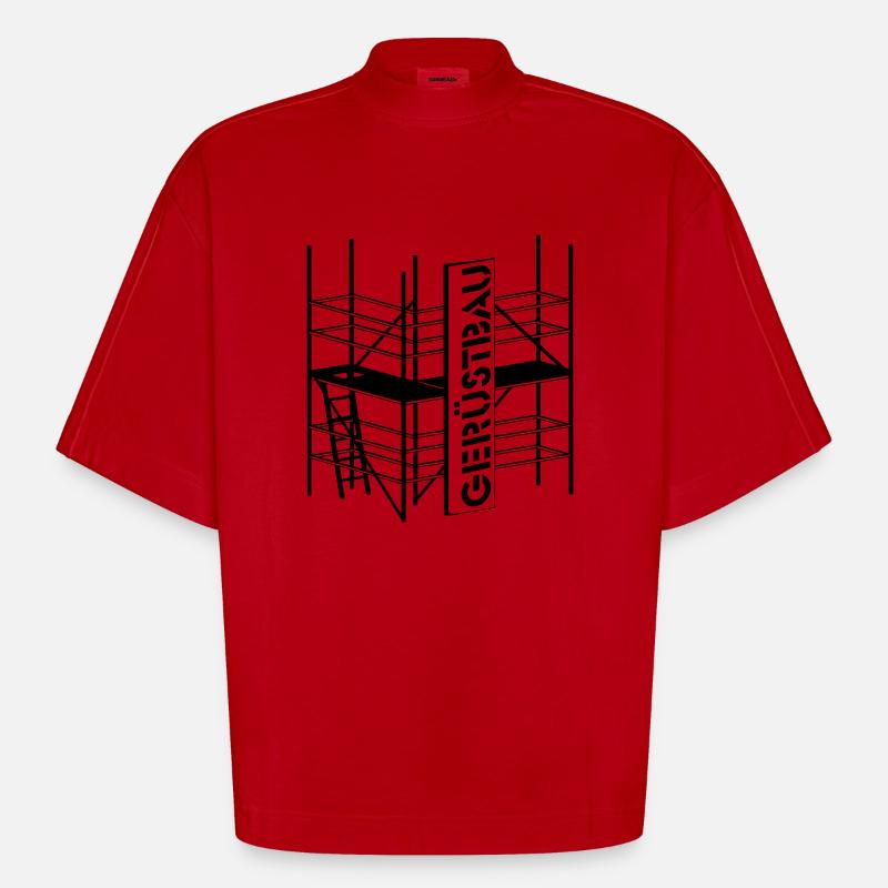 Berufesymbol Gerüstbauer - Heavyweight Oversized Organic Boxy T-Shirt Made in EU - Rot