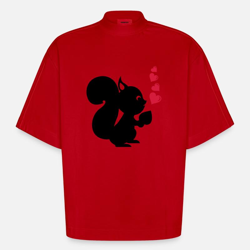 eichhoernchen2 - T-shirt bio épais oversize Boxy fabriqué en UE - rouge