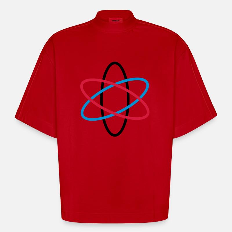 atom_neutron_02 - T-shirt bio épais oversize Boxy fabriqué en UE - rouge