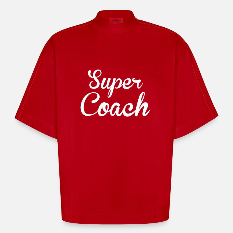 Coach / Coaching / Sport / Training / Trainer - Heavyweight Oversized Organic Boxy T-Shirt Made in EU - red